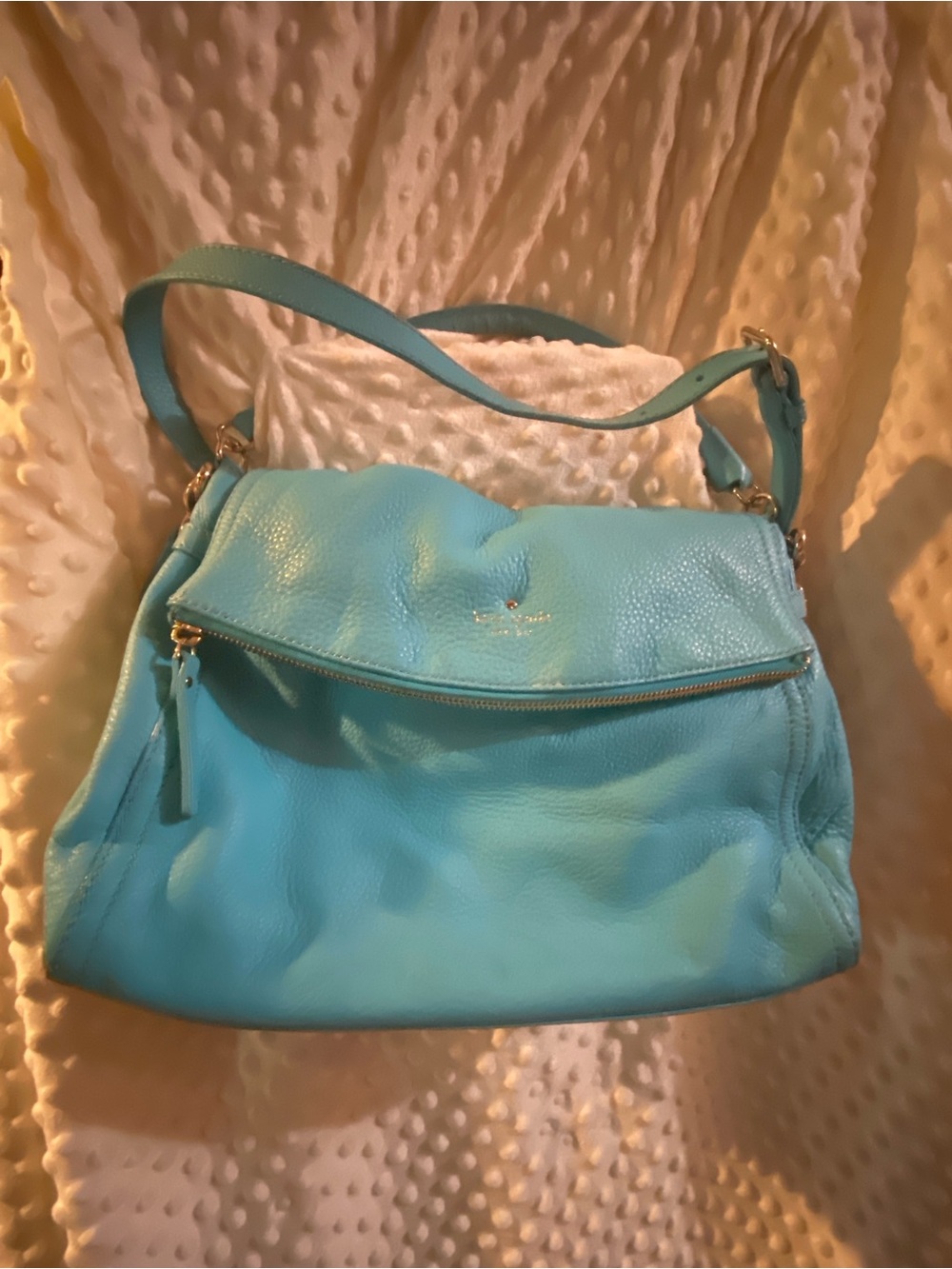 Kate Spade Turquoise Pebbled Leather Shoulder Bag/Crossbody
